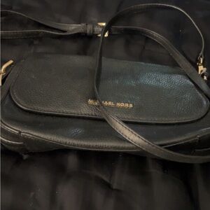 Michael Kors Black Crossbody Bag with Gold Accents